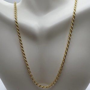 22" Mens Thick/Heavy Gold Rope Chain - 925 Italy